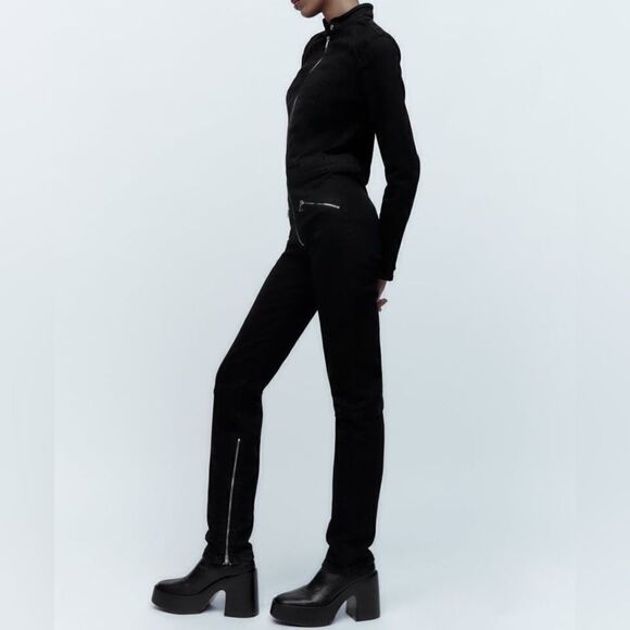 Zara Black Jumpsuit Zippers New - Picture 11 of 11